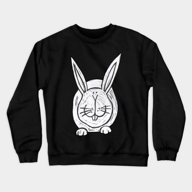 White Rabbit Crewneck Sweatshirt by krisevansart